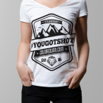 Steamboat Music Fest #YOUGOTSHOT Ladies V Neck Shirt